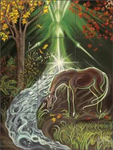 Horse Tile Backsplash Kim McElroy Kitchen Art Ceramic Mural KMA057 - Picture 1 of 2