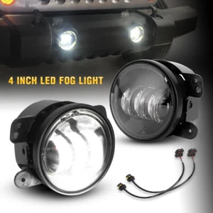 4 Inch Bumper Round LED Fog Driving Lights Assembly For Jeep Wrangler JK TJ LJ - Picture 1 of 12