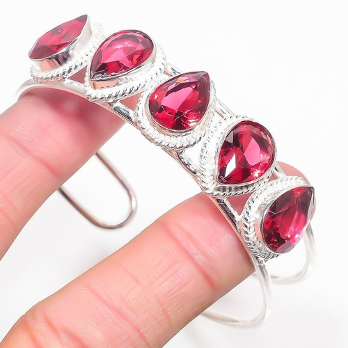 VALENTINO Bracciale Bracciale Bracciale Gioielli Argento Sterling 925 Rosa Rubellite Regolabile