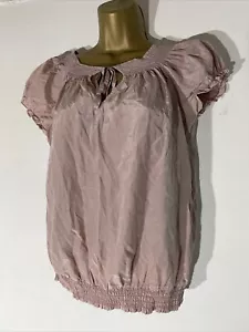 womens Zara Eu Xs Small Pink Blush Silk Blend Short Sleeve Casual Shirt blouse - Picture 1 of 6