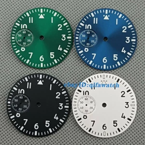 37mm sterile Luminous black green watch Dial Fit ETA 6497 Seagull st36 Movement - Picture 1 of 8