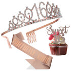 Girls Sweet 16 Birthday Decorations With Crown Topper & Sash-Np