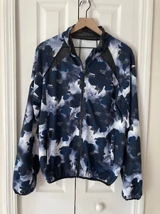 Zyia Active Women's Full Zip Stretch Athletic Jacket Blue Floral Print sz XL - Picture 1 of 15