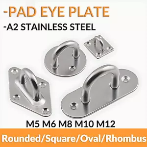 M5 M6 M8 -M12 Resistente A2 Acciaio Inox Pad Occhiello Piastra Graffetta Anello Gancio Loop - Foto 1 di 30