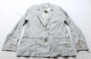 Evereve Women's Thea Linen Two-Button Blazer LC7 Natural Stripe Medium NWT - Picture 1 of 4
