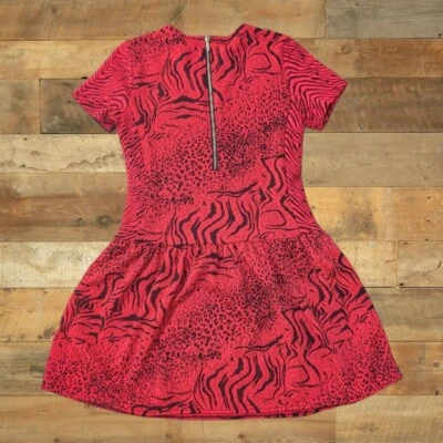 Y2K Victoria's Secret Neon Red Orange Black Animal Print Dress Small Coquette - Image 1 of 4
