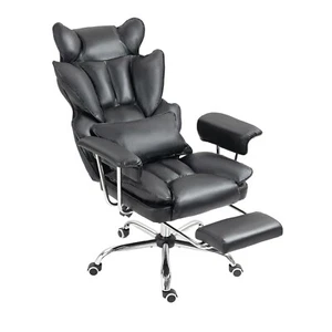 Big & Tall Leather Office Chair 400lbs Ergonomic High Back Desk Chair Footrest - Picture 1 of 17