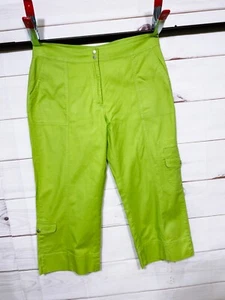 Coldwater Creek Womens Crop Cargo Pants Size 14 Green High Rise Pockets - Picture 1 of 7