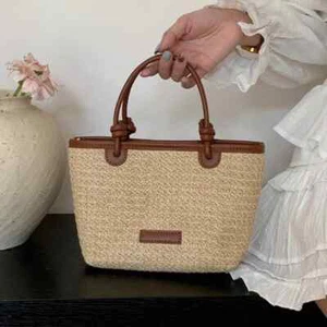 Bolso de hombro de verano para mujer Bolsos bandolera Cesta Tejido Bolsos de mano - Imagen 1 de 24