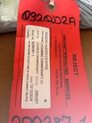 Eje de visita de manivela del cigüeñal Lycoming O-320 61158AH PARA LANCHA AÉREA Foto 1 de 2