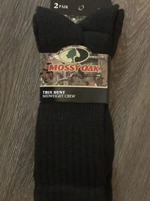 Mossy Oak True Hunt Midweight Mens Crew Sock Lg 2 Pairs Brown - Image 1 of 2