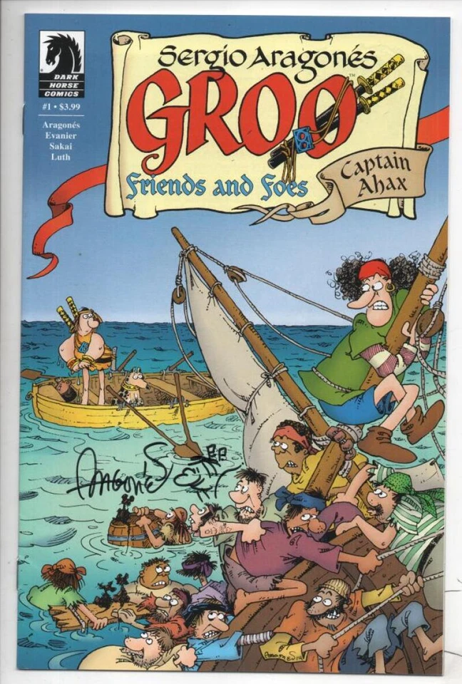 Sergio Aragones - GROO FRIENDS & FOES #1, casi nuevo, firmado con comentario, como Conan Foto 1 de 1