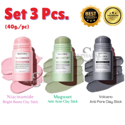 3 Item SKINTIFIC Mugwort, Alaska Volcano, Niacinamide Acne Clay Mask Stick 40g - Image 1 of 4