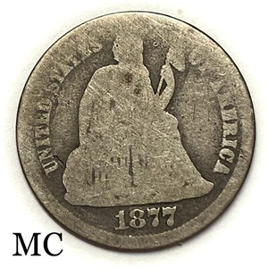 1877-CC Seated Liberty Dime Silver. Cheap Carson City - Picture 1 of 2