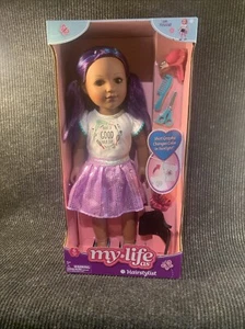 18" DOLL HAIRSTYLIST MY LIFE AS DARK SKIN, PURPLE/BLUE HAIR AFRICAN AMERICAN - Picture 1 of 4