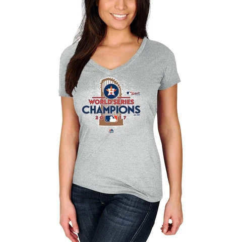 Houston Astros Women's Majestic 2017 World Series Champions V-Neck Tee T-Shirt Cover