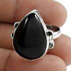 Natural Onyx Gemstone Solitaire Vintage Ring Size L 1/2 925 Silver For Women M95