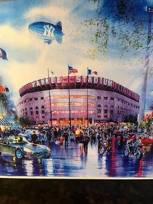 Impresión artística mate en acuarela del Yankee Stadium de Roustam Nour 16x20 Bronx Foto 1 de 4