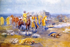 Rainy Morning by Charles M Russell Western Giclee Art Print+ Ships Free - Picture 1 of 3