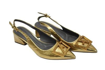 Zapatos de salón Franco Sarto para mujer metálicos dorados con cordones tacón bloque punta puntiaguda Foto 1 de 4