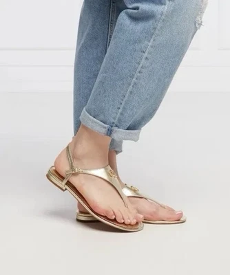 Sandalia para mujer Ralph Lauren Ellington auténtica de cuero metálico dorado 10 B nueva en caja Foto 1 de 4