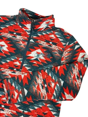 The North Face Fleece Sweater Men's Medium Red 1/2 Zip Hiking Southwestern Aztec - Image 1 of 4