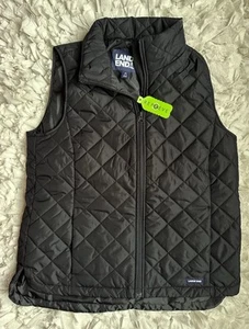 🖤 Lands End Black Medium 10-12 Vest Women’s New Full Zip - Picture 1 of 6