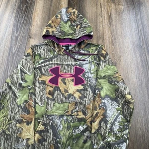 Under Armour Camo Hoodie Womens L Mossy Oak Deer Bow Hunting Pullover Sweater - Picture 1 of 11