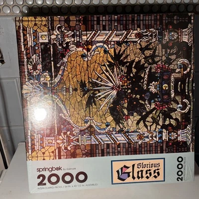 Springbok Puzzle Glorious Glass Stained Glass Art 2000 Pieces PZL9407 Vtg NEW - Image 1 of 4