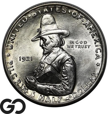 1921 Pilgrim Commemorative Half Dollar, Solid Gem Brilliant Uncirculated++ - Image 1 of 3