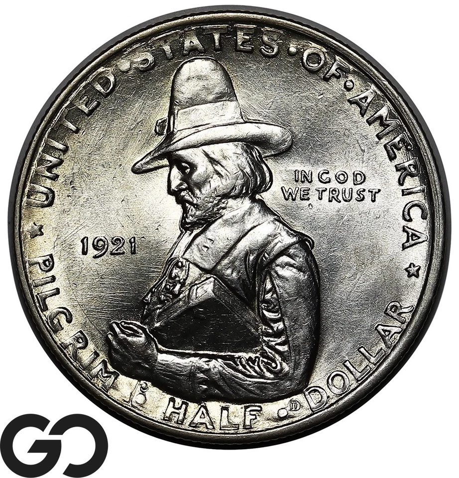 1921 Pilgrim Commemorative Half Dollar, Solid Gem Brilliant Uncirculated++ - Image 1 of 3