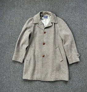 VTG Pendleton Pea Coat Men 40 Gray Speckled Tweed Wool Jacket Cabincore USA Made - Picture 1 of 7
