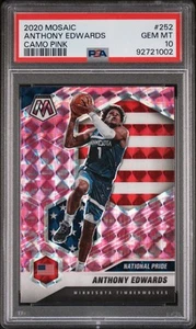 2020 Panini Mosaic Camo Pink Prizm #252 Anthony Edwards RC Rookie PSA 10 - Picture 1 of 2