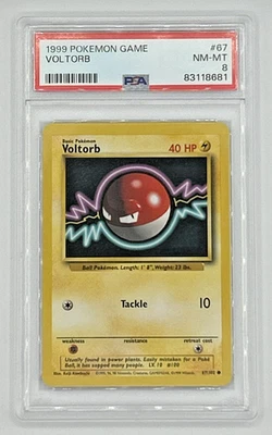 1999 POKEMON GAME BASE SET UNLIMITED #67 VOLTORB PSA 8 - Image 1 of 2