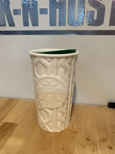 Starbucks 2016 bianco maglione maglia cavo ceramica viaggio bicchiere tazza caffè 10 oz - Foto 1 di 5