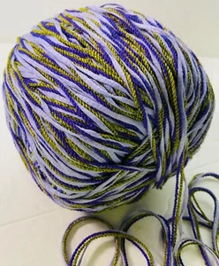 lucci Yarns Woolraytape Unit of 1 Frogged BallWool/Cotton Purple/Lavender/Olive - Picture 1 of 4