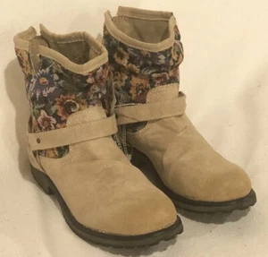 Botas Roxy para mujer talla 10 Holliston tostadas de gamuza y florales con cremallera trasera nuevas sin caja - Imagen 1 de 9