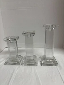 Juego de 3 candelabros cónicos de cristal Royal Limited 24 % cristal de plomo completo checo - Imagen 1 de 7