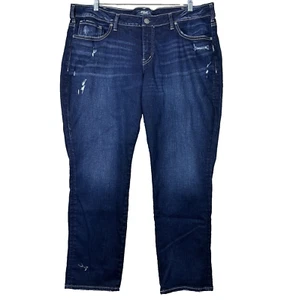 Silver Jeans Sam Damen 18/L27 (18/29) blau gerades Bein distressed bestickt - Bild 1 von 14