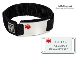 GLUTEN ALLERGY Sport Medical Alert ID Bracelet. Free medical Emergency Card! - Picture 1 of 3