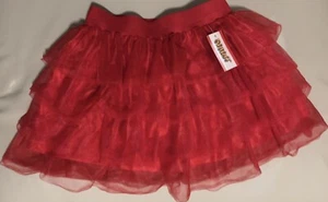 Red Tulle Ruffled Skirt Women Size Small/Medium Elastic Waist - Picture 1 of 4