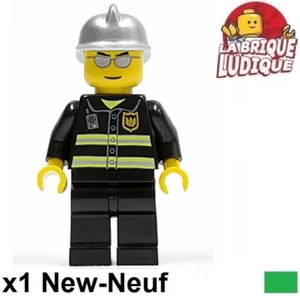 Lego Figurine Minifig Stadt Feuerwehrmann Feuer Helm Silber Brille Cty0047 - Picture 1 of 1