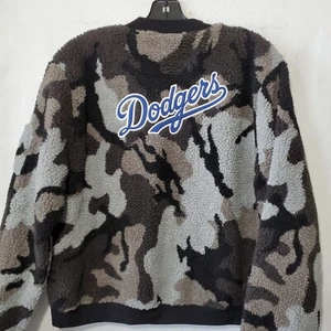 Los Angeles Dodgers Jacket Women's Large Camo Sherpa Full-Zip Bomber MLB NWT - Picture 1 of 12