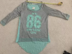 woman MINT & GRAY RAGLAN TEE SHIRT 3/4 Sleeve "86‘,Letters S - Picture 1 of 6