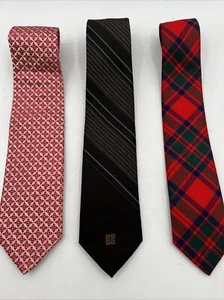 Vintage Designer Men’s Tie Lot Of 3 Hugo Boss, Givenchy Paris, Mackintosh - Picture 1 of 14