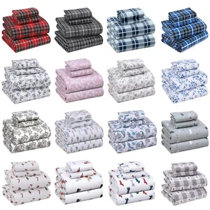 100% Cotton Flannel Sheet Set Deep Pockets Breathable Warm 170 GSM Cozy Soft - Picture 1 of 495