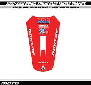 HONDA TEAM 2000-2009 XR 650 XR650 650R XR650R REAR FENDER GRAPHIC DECALS MX - Picture 1 of 3