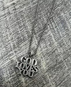 Vintage Tiffany & Co. GOD LOVES YOU Sterling Silver Pendant Charm - Picture 1 of 5
