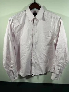 Untuckit Herren Button Down Hemd Rosa Gestreift Langarm Flip Manschette Medium M - Bild 1 von 10