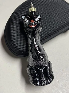 Christopher Radko 'Sabrina' Black Cat Glass Halloween Ornament '97, Handpainted - Picture 1 of 5